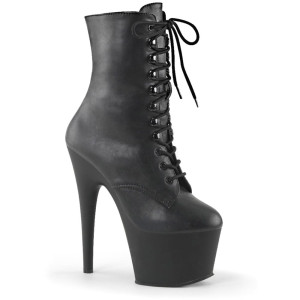 Pleaser Adore-1020 – Black matte ankle booties (heel 17.8 cm)