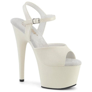 Pleaser Adore-709 – White matte sandals (heel 17.8 cm)