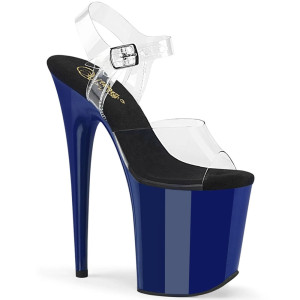Pleaser Flamingo-808 – Blue Sandals with Black Insole (heel 20 cm)