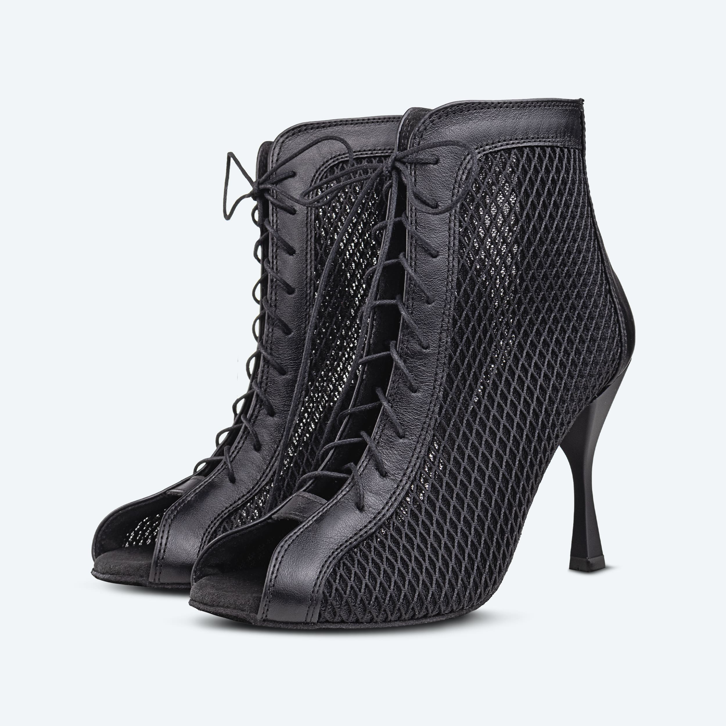 Berlin – černé kožené High Heel s 3D síťovinou (9 cm)