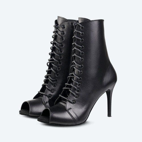 Catwalk Heels – černý boty High Heel kožený závěs (9 cm)