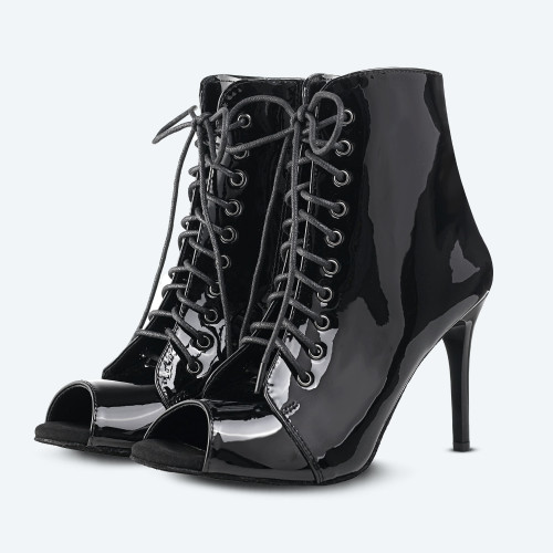 Glossy Heels Vegan – Černé lodičky z lakované veganské kůže (9 cm)