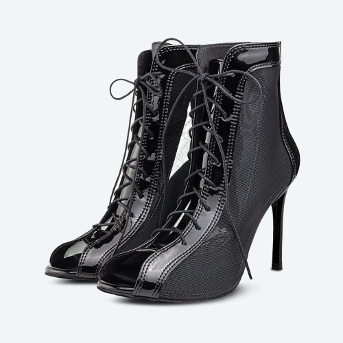 Glam Heels Vegan – Černé boty z ekokůže High Heels se síťovinou (9 cm)